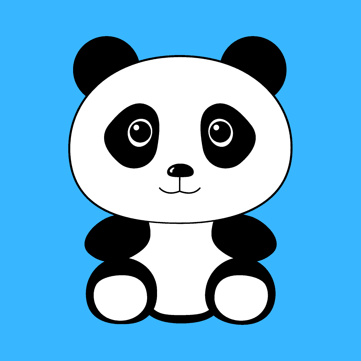 panda bear cartoon on blue background.