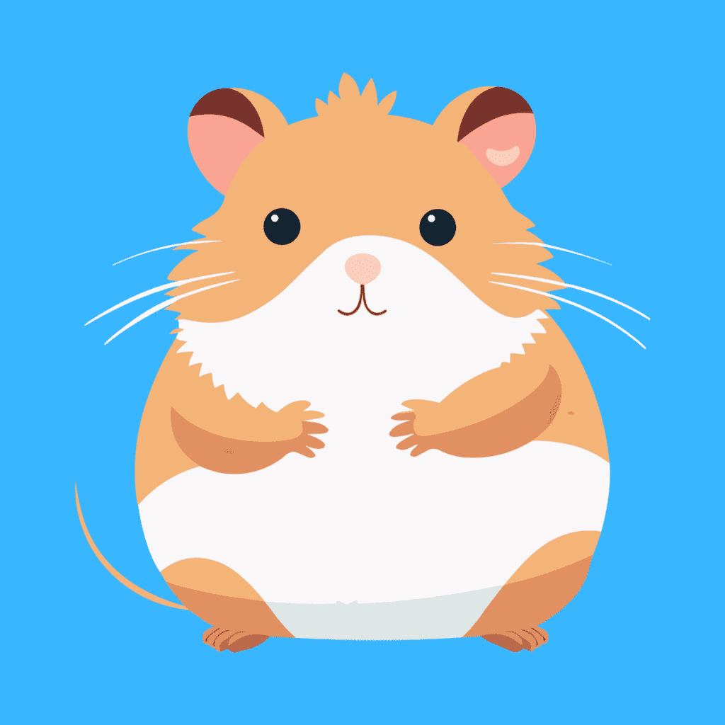 graphic of hamster on blue background.