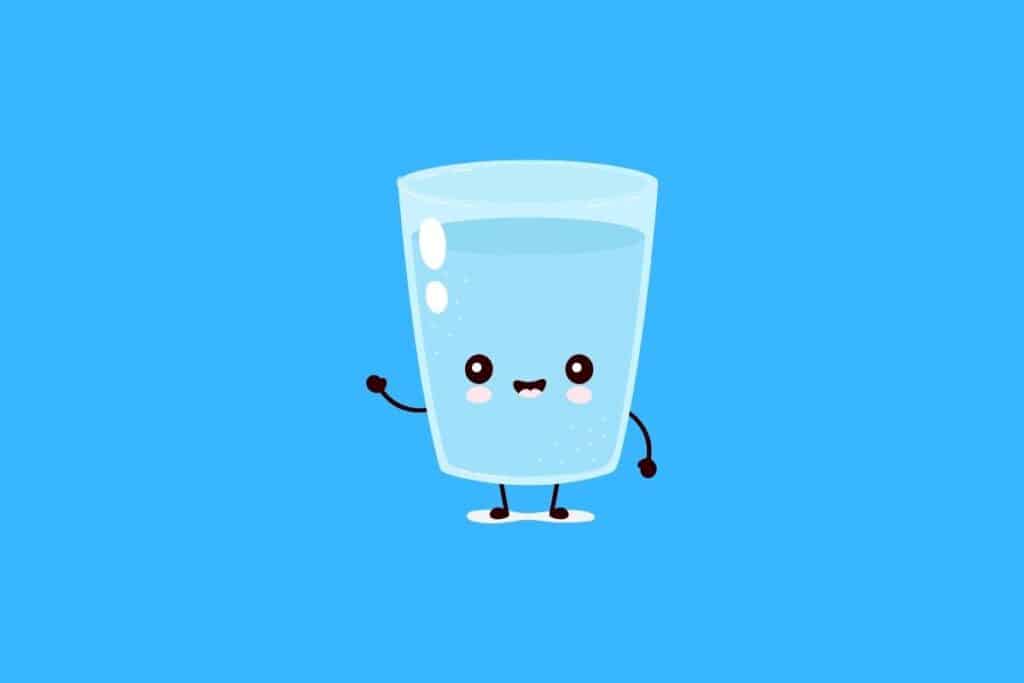 Cartoon graphic of waving glass of water on blue background.