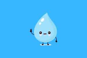 Cartoon graphic of water drop with peace sign on blue background.