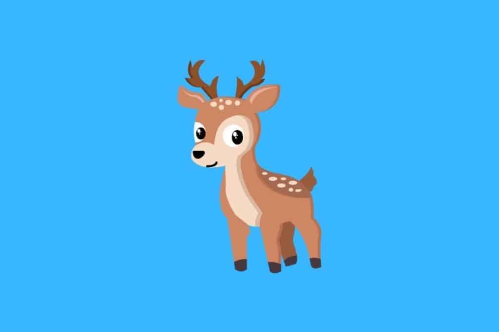 Cartoon graphic of child deer on blue background.