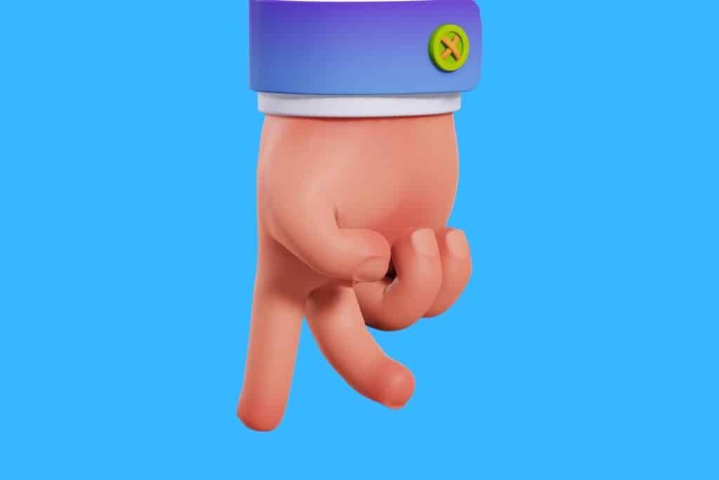 Cartoon graphic of large hand walking its fingers on blue background.