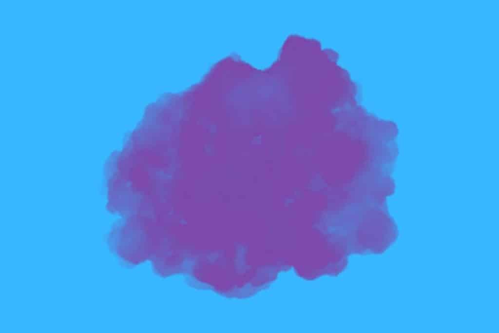 Cartoon graphic of a purple cloud on blue background.