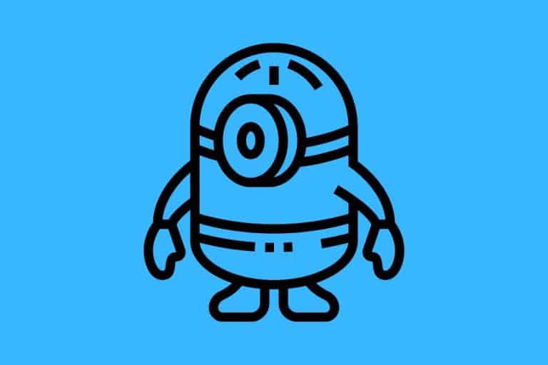 Cartoon graphic of a one-eye minion on a blue background.