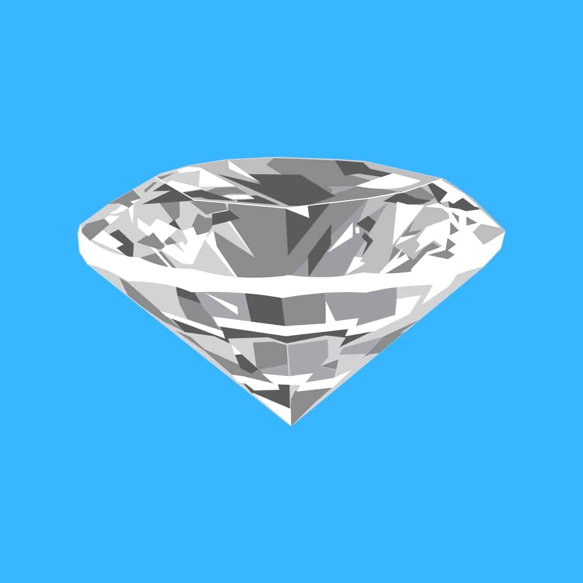 Cartoon graphic of a very large diamond on a blue background.