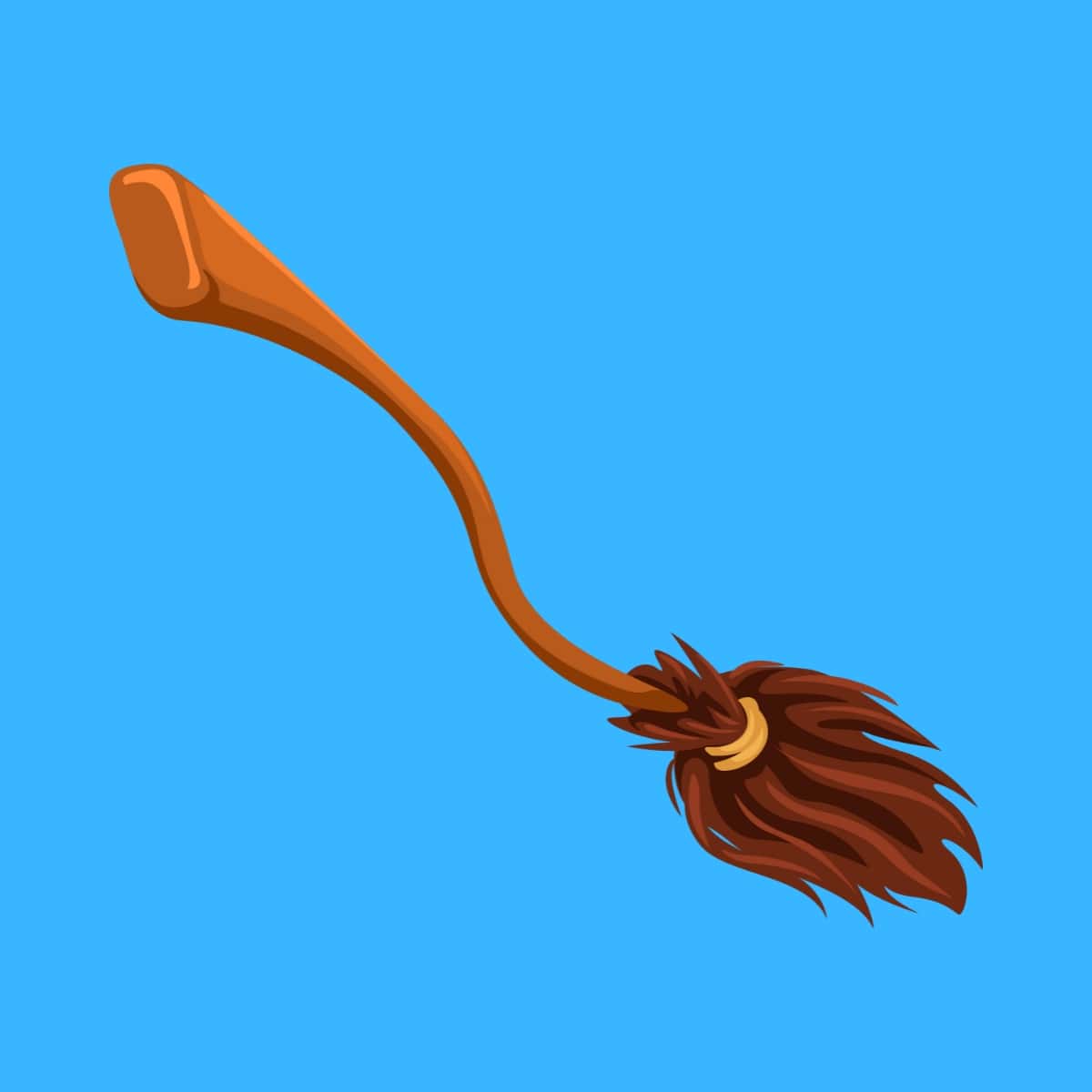 A cartoon graphic of a quidditch broomstick on a blue background.